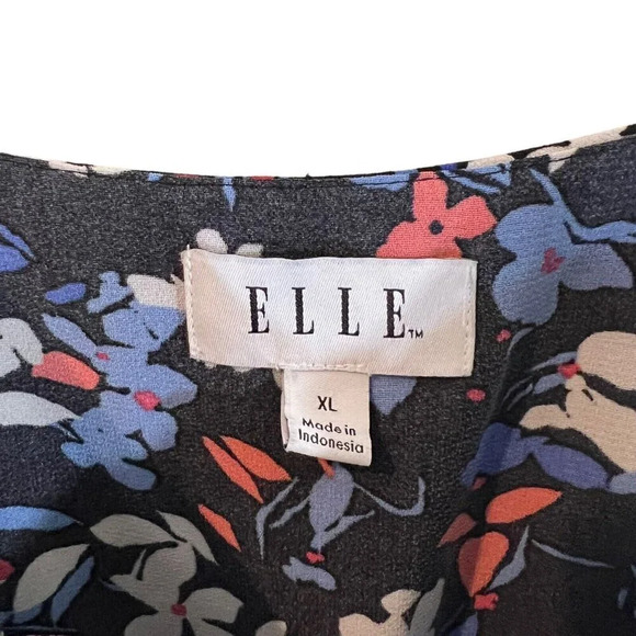 ELLE Floral Ruffled Dress XL Adjustable Spaghetti Straps Knee Length Flowy Thin - Picture 7 of 7